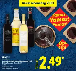 Lidl Muscat dessertwijn Samos, Mavrodaphne P.O.P., Griekse Retsina of Nemea P.O.P. aanbieding