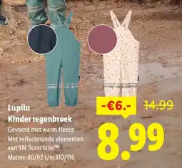 Lidl Lupilu Kinder regenbroek aanbieding