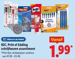 Lidl BIC, Pritt of Edding schrijfwaren assortiment aanbieding