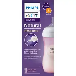 Etos Philips Avent Natural Response Babyfles Roze 1+ maanden 260 ML aanbieding