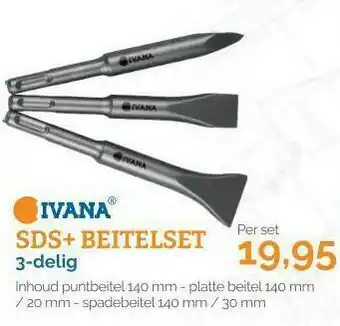 Ivana SDS+Beitelset 3-delig inhoud puntbeitel 140 mm per set aanbieding