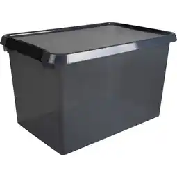 Marskramer Comfort line opbergbox 62 liter transparant grijs/zwart 60 x 40 x 34 cm aanbieding
