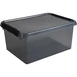 Marskramer Comfort line opbergbox 15 liter transparant grijs/zwart 40 x 30 x 18 cm aanbieding