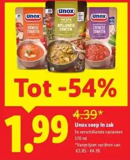 Lidl Unox soep in zak aanbieding
