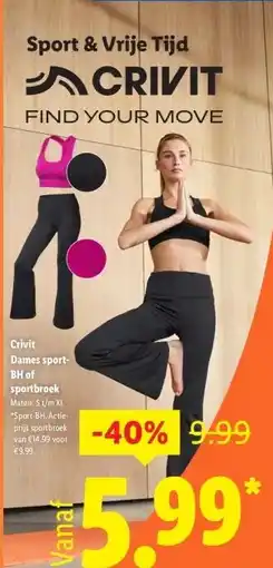 Lidl Crivit Dames sport- BH of sportbroek aanbieding