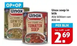 Hoogvliet Unox soep in blik aanbieding