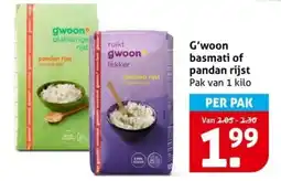 Hoogvliet G'woon basmati of pandan rijst aanbieding