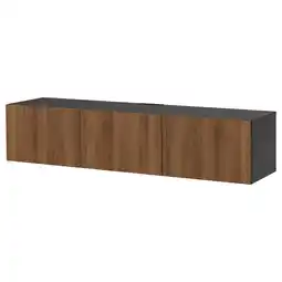 IKEA BestÅ Tv-meubel met deuren, zwartbruin/lappviken walnootpatroon, 180x42x38 cm aanbieding