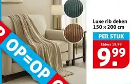 Hoogvliet Luxe rib deken 150 x 200 cm aanbieding