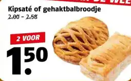 Poiesz Kipsaté of gehaktbalbroodje aanbieding