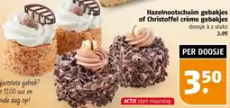 Poiesz Hazelnootschuim gebakjes of Christoffel crème gebakjes aanbieding