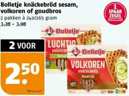 Poiesz Bolletje knäckebröd sesam, volkoren of goudbros aanbieding
