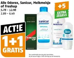 Poiesz Alle Odorex, Sanicur, Melkmeisje of Freshup aanbieding