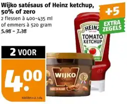 Poiesz Wijko satésaus of Heinz ketchup, 50% of zero aanbieding
