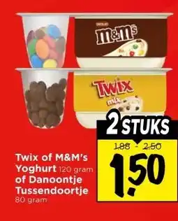 Vomar Voordeelmarkt Twix of M&M's Yoghurt 120 gram of Danoontje Tussendoortje 80 gram aanbieding