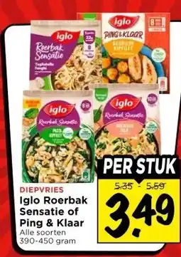Vomar Voordeelmarkt DIEPVRIES Iglo Roerbak Sensatie of Ping & Klaar aanbieding