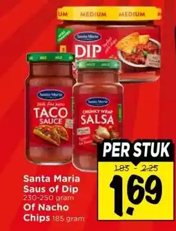 Vomar Voordeelmarkt Santa Maria Saus of Dip Of Nacho Chips aanbieding