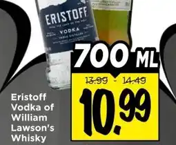 Vomar Voordeelmarkt Eristoff Vodka of William Lawson's Whisky aanbieding