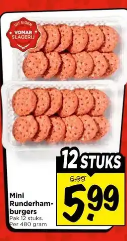 Vomar Voordeelmarkt Mini Runderham-burgers aanbieding