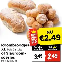 Vomar Voordeelmarkt Roombroodjes XL of Slagroomsoesjes aanbieding