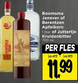 Vomar Voordeelmarkt Boomsma Jenever of Berentzen Apfelkorn of Juttertje Kruidenbitter aanbieding