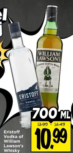 Vomar Voordeelmarkt Eristoff Vodka of William Lawson's Whisky aanbieding
