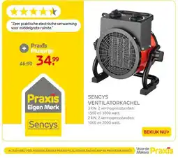 Praxis Sencys ventilatorkachel 2kW aanbieding