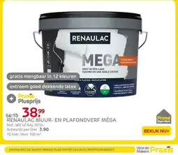 Praxis Renaulac Méga Muurverf - Mat - Wit - 10L aanbieding