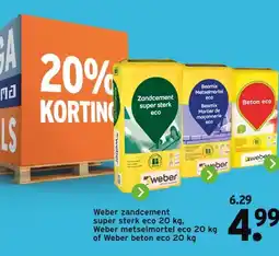 GAMMA Weber zandcement super sterk eco 20 kg, Weber metselmortel eco 20 kg of Weber beton eco 20 kg aanbieding