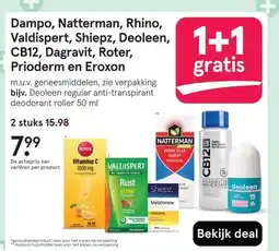 Etos Dampo, Natterman, Rhino, Valdispert, Shiepz, Deoleen, CB12, Dagravit, Roter, Prioderm en Eroxon aanbieding
