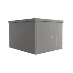 Praxis Biohort Metalen Tuinhuis Neo - Kwartsgrijs Metallic - 292x348cm - Dubbele Deur aanbieding