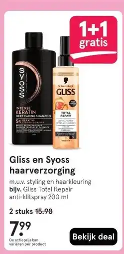 Etos Gliss en Syoss haarverzorging aanbieding