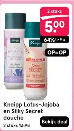 Etos Kneipp Lotus-Jojoba en Silky Secret douche aanbieding