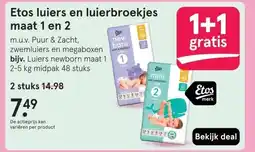 Etos Etos luiers en luierbroekjes maat 1 en 2 aanbieding