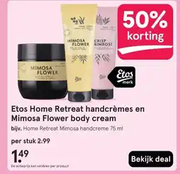 Etos Etos Home Retreat handcrèmes en Mimosa Flower body cream aanbieding