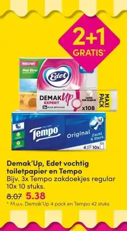 DA Demak'Up, Edet vochtig toiletpapier en Tempo aanbieding
