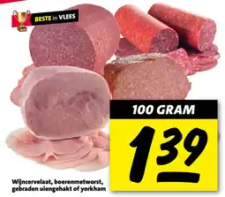 Nettorama Wijncervelaat, boerenmetworst, gebraden uiengehakt of yorkham aanbieding