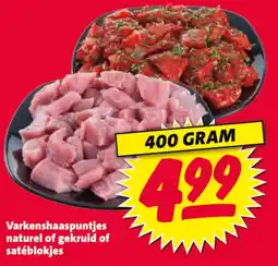 Nettorama Varkenshaaspuntjes naturel of gekruid of satéblokjes aanbieding