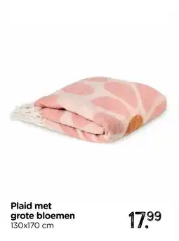 Xenos Plaid met grote bloemen aanbieding