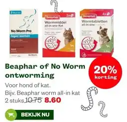 Welkoop Beaphar of No Worm 20% ontworming aanbieding