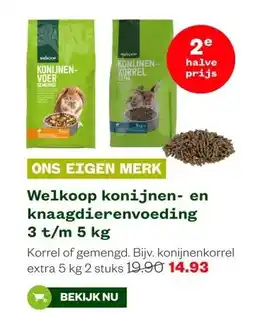 Welkoop Welkoop konijnen- en knaagdierenvoeding 3 t/m 5 kg aanbieding
