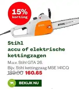 Welkoop Stihl accu of elektrische kettingzagen aanbieding