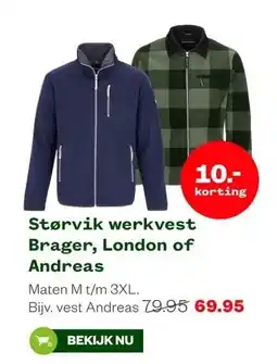 Welkoop Størvik werkvest Brager, London of Andreas aanbieding