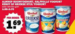 MCD Supermarkt ALMHOF ROOMYOGHURT, HALFVOLLE YOGHURT KERST OF GRIEKSE STIJL YOGHURT aanbieding