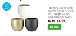 Intratuin Pot Bora. Aardewerk, diverse kleuren, Ø 24 cm, hoogte 22 cm. Bijvoorbeeld: zwart. aanbieding