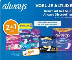 Trekpleister Keuze uit het hele Always en Always Discreet assortiment. aanbieding
