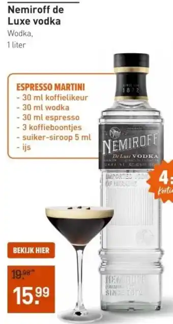 Gall & Gall Nemiroff de Luxe vodka 100CL aanbieding