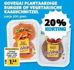 Boon`s Markt GOVEGA! PLANTAARDIGE BURGER OF VEGETARISCHE KAASSCHNITZEL aanbieding
