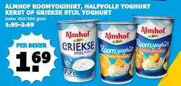 Boon`s Markt ALMHOF ROOMYOGHURT, HALFVOLLE YOGHURT KERST OF GRIEKSE STIJL YOGHURT aanbieding