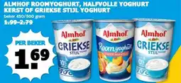 Boon`s Markt ALMHOF ROOMYOGHURT, HALFVOLLE YOGHURT KERST OF GRIEKSE STIJL YOGHURT aanbieding